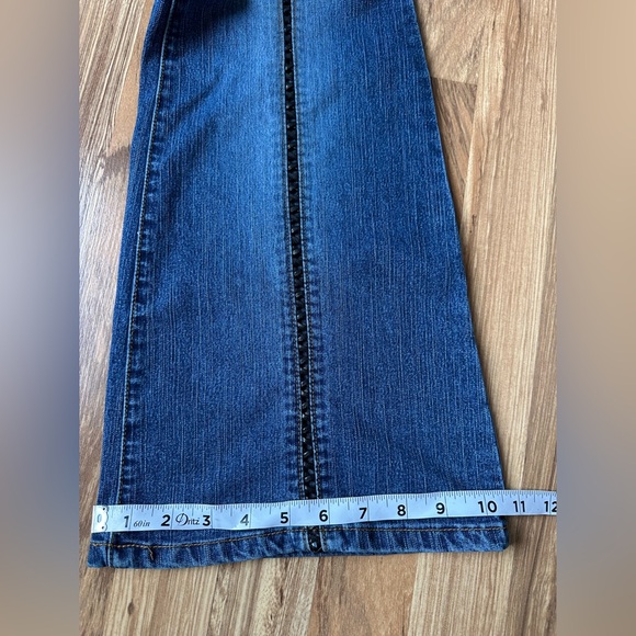 Younique Original Women’s Flare Jeans Low Rise Faux Leather Trim Sz 5 Y2k - Picture 7 of 10